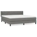 cadre de lit avec matelas Gris foncé 180x200cm Tissu