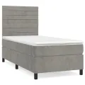 cadre de lit et matelas Gris clair 90x200 cm Velours