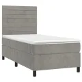 cadre de lit et matelas Gris clair 90x200 cm Velours