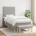 cadre de lit avec matelas Gris clair 80x200 cm Tissu