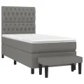 cadre de lit et matelas Gris foncé 90x190 cm Tissu
