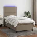 cadre de lit et matelas et LED Taupe 90x190 cm Tissu