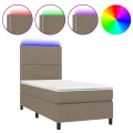cadre de lit et matelas et LED Taupe 90x190 cm Tissu