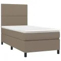 cadre de lit et matelas et LED Taupe 90x190 cm Tissu