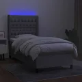 cadre de lit matelas LED Gris clair 90x190cm Tissu