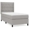 cadre de lit et matelas Gris clair 90x190 cm Tissu