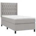 cadre de lit et matelas Gris clair 90x190 cm Tissu