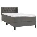 cadre de lit et matelas Gris foncé 80x200 cm Velours
