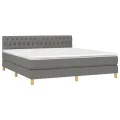 cadre de lit avec matelas Gris foncé 180x200cm Tissu