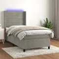 cadre de lit et matelas et LED Gris clair 90x200cm