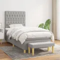 cadre de lit et matelas Gris clair 90x190 cm Tissu