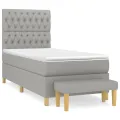cadre de lit et matelas Gris clair 90x190 cm Tissu