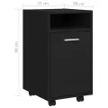 Armoire latérale avec roues Noir 33x38x60 cm Aggloméré
