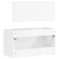 Armoire de bain avec miroir blanc brillant bois d'ingénierie
