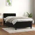 cadre de lit et matelas Noir 80x200 cm Velours