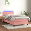 cadre de lit avec matelas et LED Rose 90x200 cm