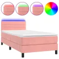 cadre de lit avec matelas et LED Rose 90x200 cm