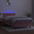 cadre de lit avec matelas et LED Rose 90x200 cm