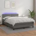 cadre de lit avec matelas et LED Gris 140x200 cm