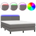 cadre de lit avec matelas et LED Gris 140x200 cm