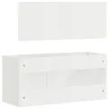 Armoire de bain avec miroir blanc brillant bois d'ingénierie