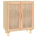 Buffet Marron 60x30x70 cm Bois de pin massif et rotin naturel