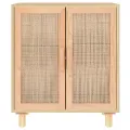 Buffet Marron 60x30x70 cm Bois de pin massif et rotin naturel