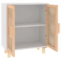 Buffet Blanc 60x30x70 cm Bois de pin massif et rotin naturel