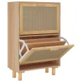 Armoire à chaussures Marron 52x25x80 cm Bois d'ingénierie/rotin