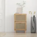 Armoire à chaussures Marron 52x25x80 cm Bois d'ingénierie/rotin
