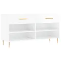 Banc à chaussures blanc brillant 102x35x55 cm bois d'ingénierie