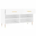 Banc à chaussures blanc brillant 102x35x55 cm bois d'ingénierie