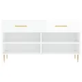 Banc à chaussures blanc brillant 102x35x55 cm bois d'ingénierie