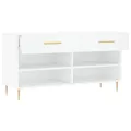 Banc à chaussures blanc 102x35x55 cm bois d'ingénierie