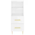 Buffet haut Blanc brillant 34,5x34x180 cm Bois d'ingénierie