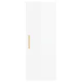 Buffet haut Blanc brillant 34,5x34x180 cm Bois d'ingénierie