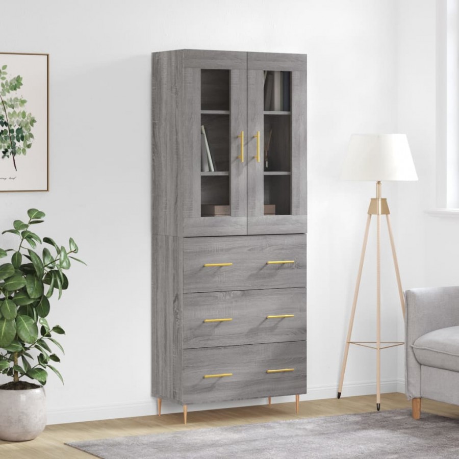 Buffet haut Sonoma gris 69,5x34x180 cm Bois d'ingénierie