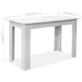 Table de salle à manger et bancs 3 pcs Bois d'ingénierie Blanc