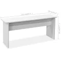 Table de salle à manger et bancs 3 pcs Bois d'ingénierie Blanc