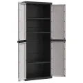 Armoire de rangement d'extérieur gris et noir 65x37x165 cm PP