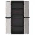 Armoire de rangement d'extérieur gris et noir 65x37x165 cm PP