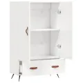 Buffet haut blanc brillant 69,5x31x115 cm bois d'ingénierie