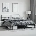 Cadre de lit métal avec tête de lit noir 200x200 cm