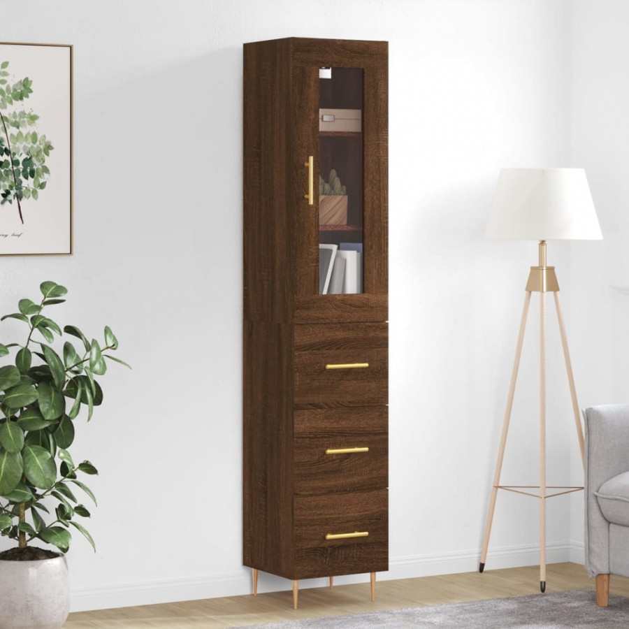 Buffet haut Chêne marron 34,5x34x180 cm Bois d'ingénierie