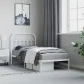 Cadre de lit métal avec tête de lit blanc 90x200 cm