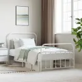 Cadre de lit métal avec tête de lit/pied de lit blanc 107x203cm