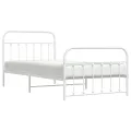 Cadre de lit métal avec tête de lit/pied de lit blanc 107x203cm