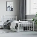 Cadre de lit métal avec tête de lit/pied de lit blanc 107x203cm