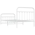 Cadre de lit métal avec tête de lit/pied de lit blanc 107x203cm
