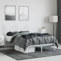 Cadre de lit métal avec tête de lit blanc 120x190 cm